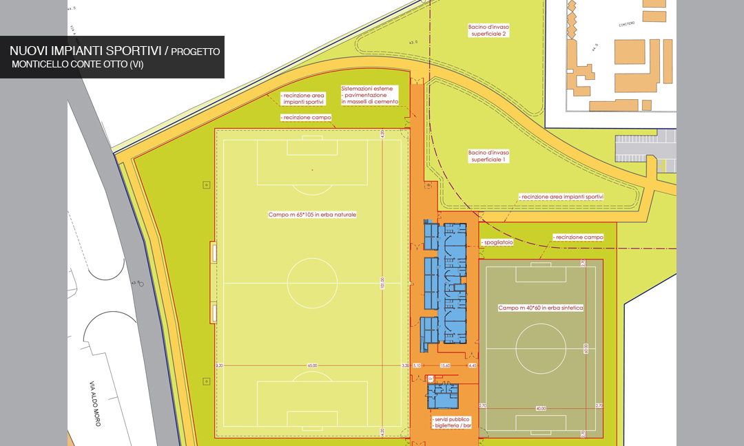 2014 - Nuovi impianti sportivi con spogliatoi e tribune  a Monticello Conte Otto (VI) / Progetto